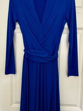 Michael Kors Cobalt Blue Long Sleeve Wrap Dress